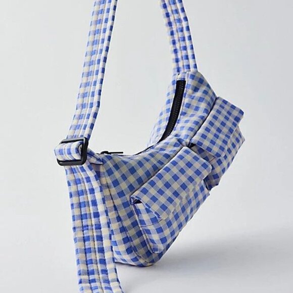 NWOT Baggu Cargo Shoulder Bag - Blue Gingham - Picture 4 of 4